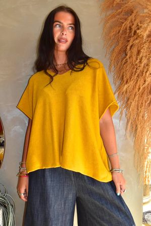 Conrad Cap Sleeve Tank Mustard